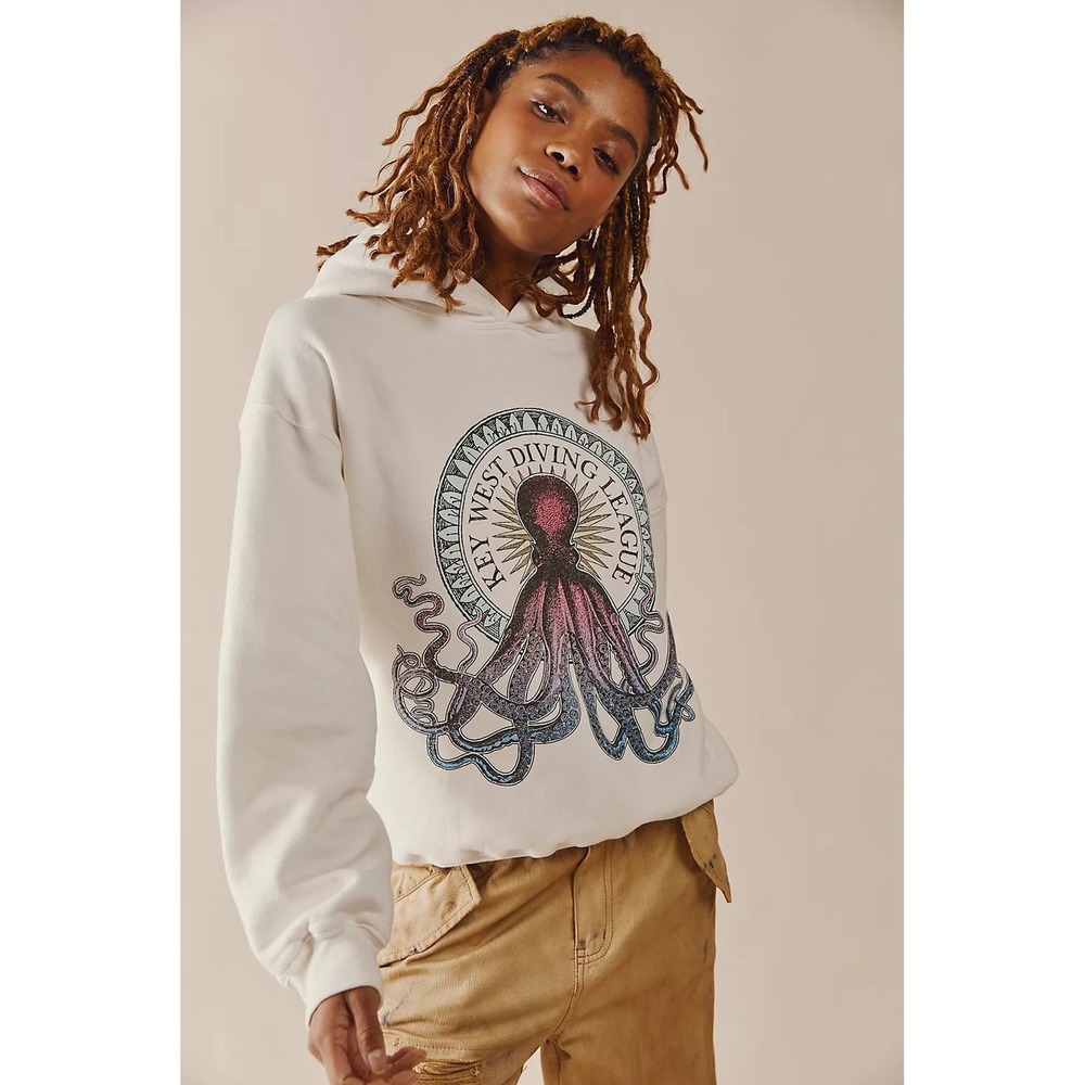 Daydreamer Free People Key West Diving League Hoodie White M Octopus Streetwear